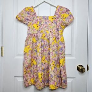 Girls Pokemon Dress Pikachu Floral Size 14 XL Pink Yellow Purple